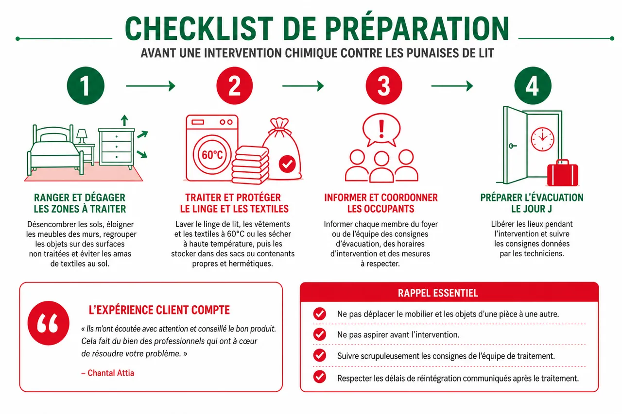 Traitement chimique des punaises de lit: protocole professionnel, produits et précautions , Conseils pratiques et checklist de préparation