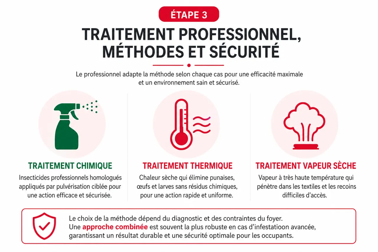 Faire appel à un professionnel des punaises de lit: comment se déroule une intervention, étape par étape , Étape 3: Traitement professionnel, méthodes et sécurité