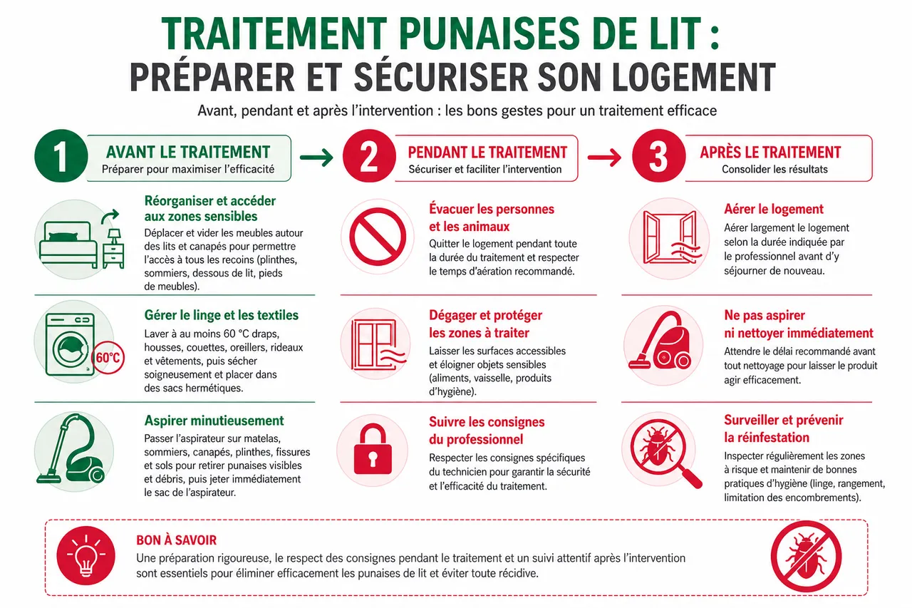 Traitement punaises de lit en Seine-Saint-Denis (93): intervention rapide dans tout le département , Conseils pratiques: préparer et sécuriser son logement avant, pendant et après le traitement