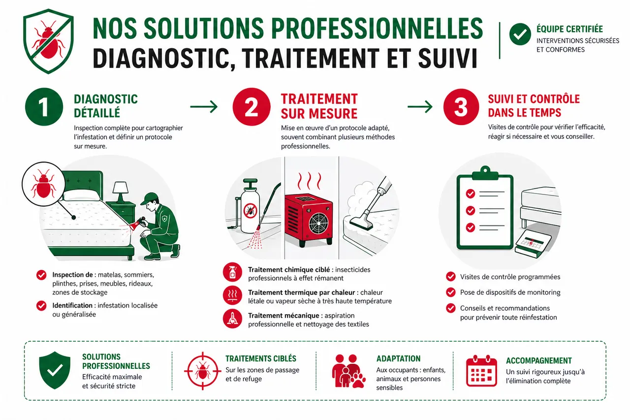 Traitement punaises de lit dans les Yvelines (78): Versailles, Sartrouville, Mantes-la-Jolie , Nos solutions professionnelles: diagnostic, traitement et suivi