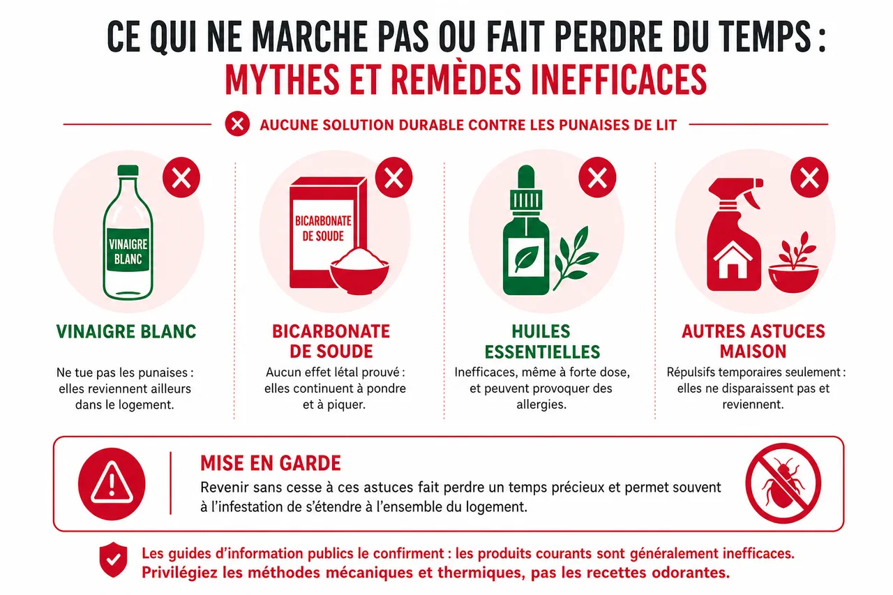 Traitement naturel des punaises de lit: ce qui marche vraiment, ce qui vous fait perdre du temps , Ce qui ne marche pas ou fait perdre du temps: mythes et remèdes inefficaces