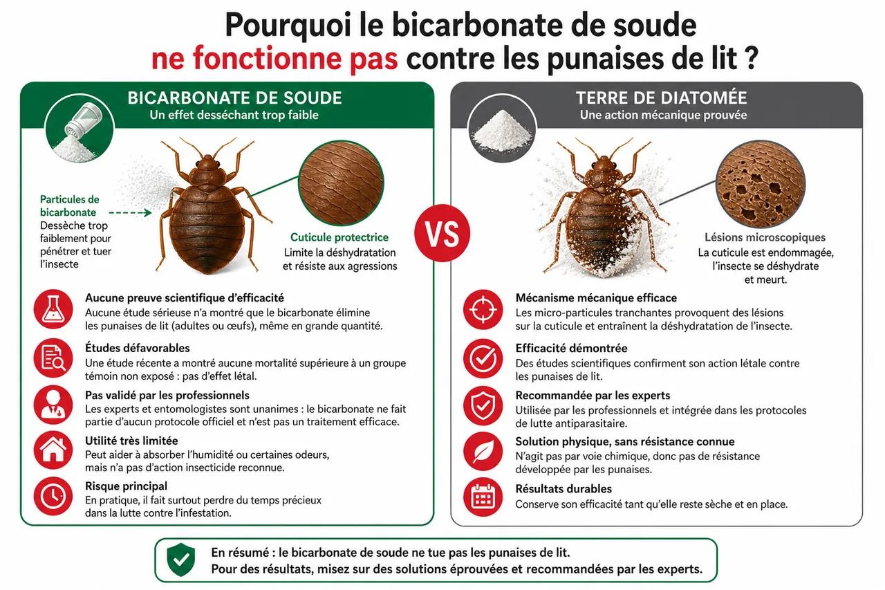 Bicarbonate de soude contre les punaises de lit: pourquoi ça ne fonctionne pas (et quoi faire à la place) , Pourquoi le bicarbonate de soude ne fonctionne pas contre les punaises de lit?