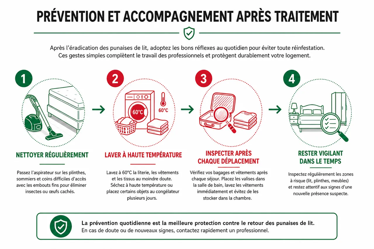 Bicarbonate de soude contre les punaises de lit: pourquoi ça ne fonctionne pas (et quoi faire à la place) , Prévention et accompagnement après traitement
