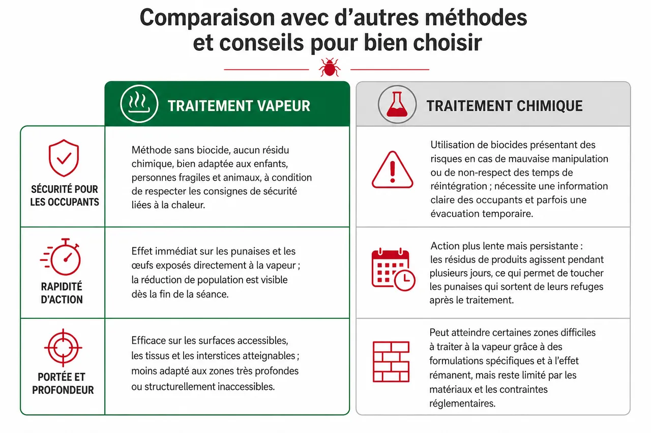 Traitement vapeur des punaises de lit: mode d'emploi, efficacité et limites , Comparaison avec d’autres méthodes et conseils pour bien choisir