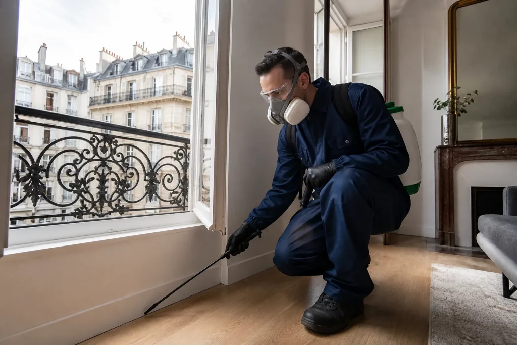 Équipe de professionnels traitant les punaises de lit à Paris