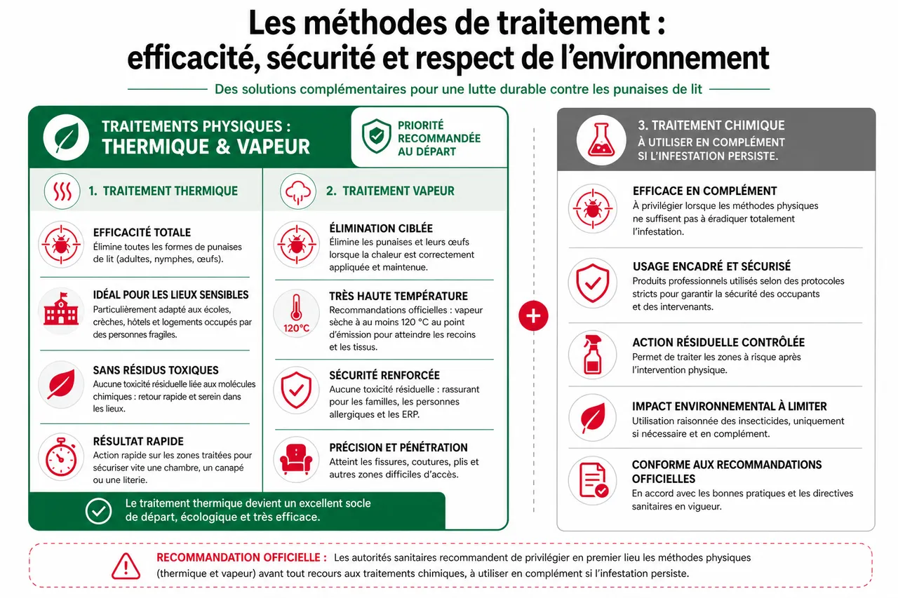 Traitement punaises de lit dans l'Est parisien: 11e, 18e, 19e et 20e arrondissements , Les méthodes de traitement: efficacité, sécurité et respect de l’environnement