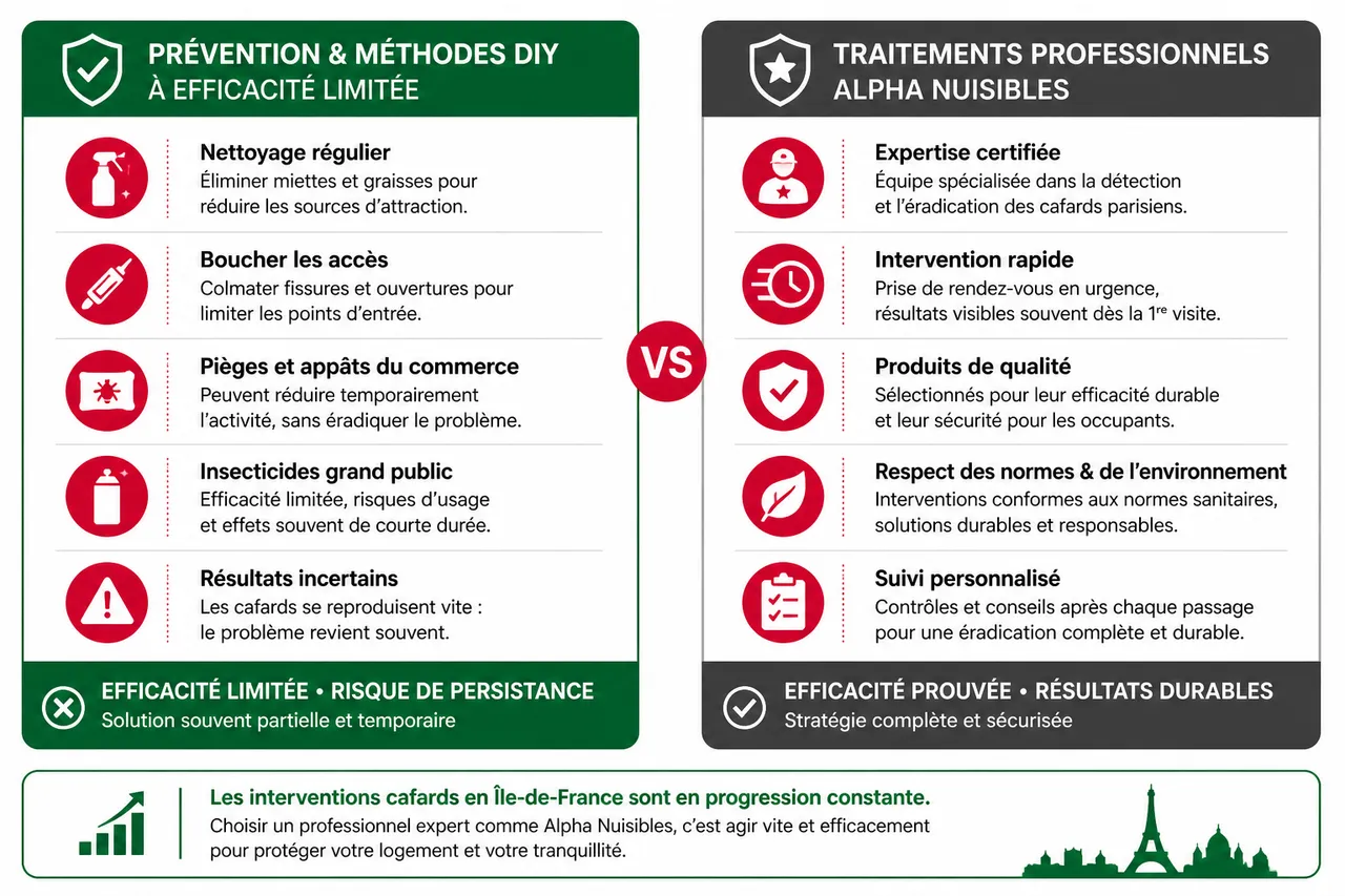 Cafards à Paris: les signes qui montrent qu’il faut agir vite , Méthodes de lutte et de prévention contre les cafards à Paris