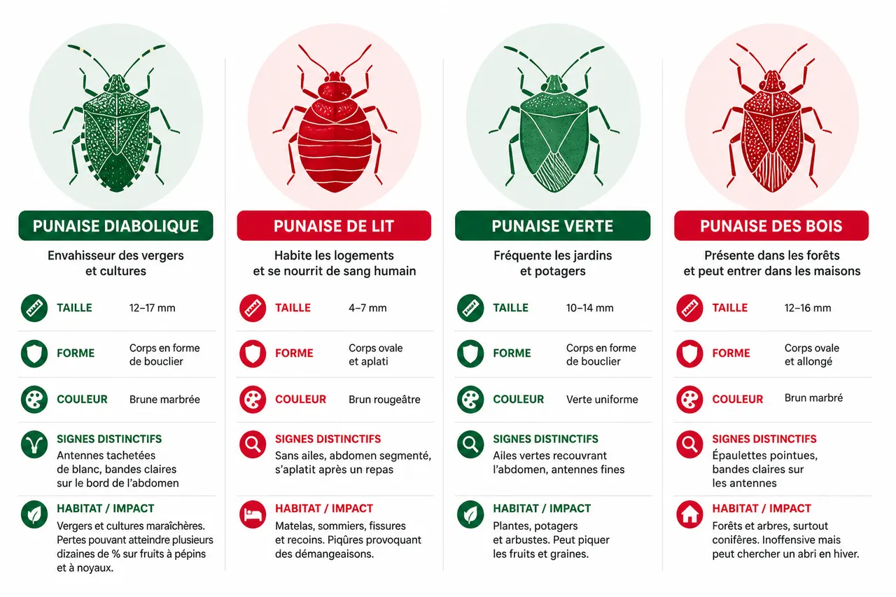 Punaises insectes: ce qu’il faut savoir pour éviter les confusions , Les principales espèces de punaises et leurs caractéristiques
