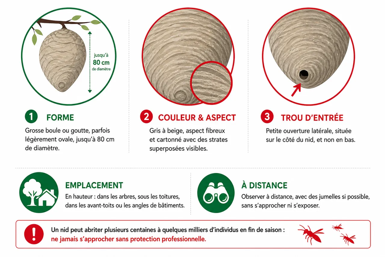 Comment reconnaître un nid de frelons sans s’approcher trop près? , Comment reconnaître un nid de frelons à distance?