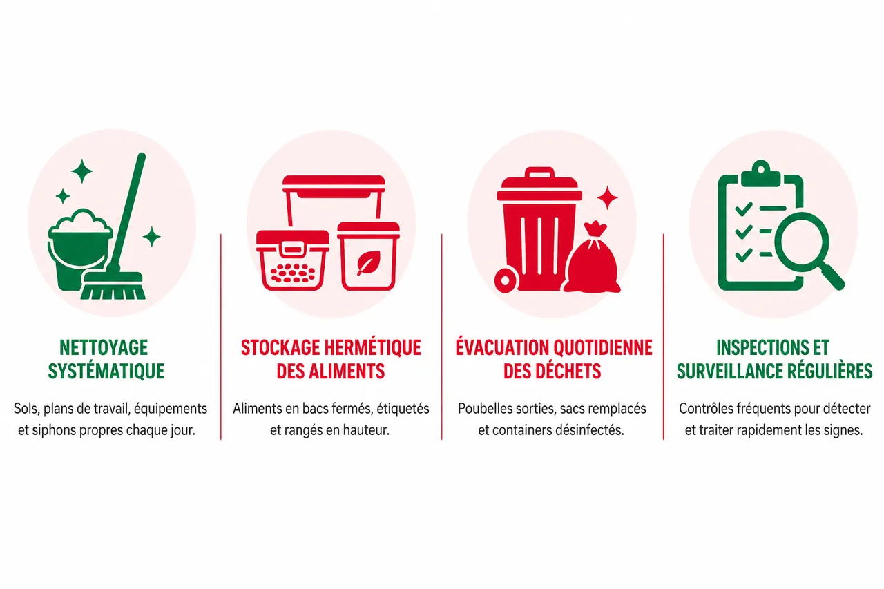 Désinsectisation d’une cuisine professionnelle, les contraintes à anticiper dès le départ , Prévention et bonnes pratiques pour limiter les risques d’infestation