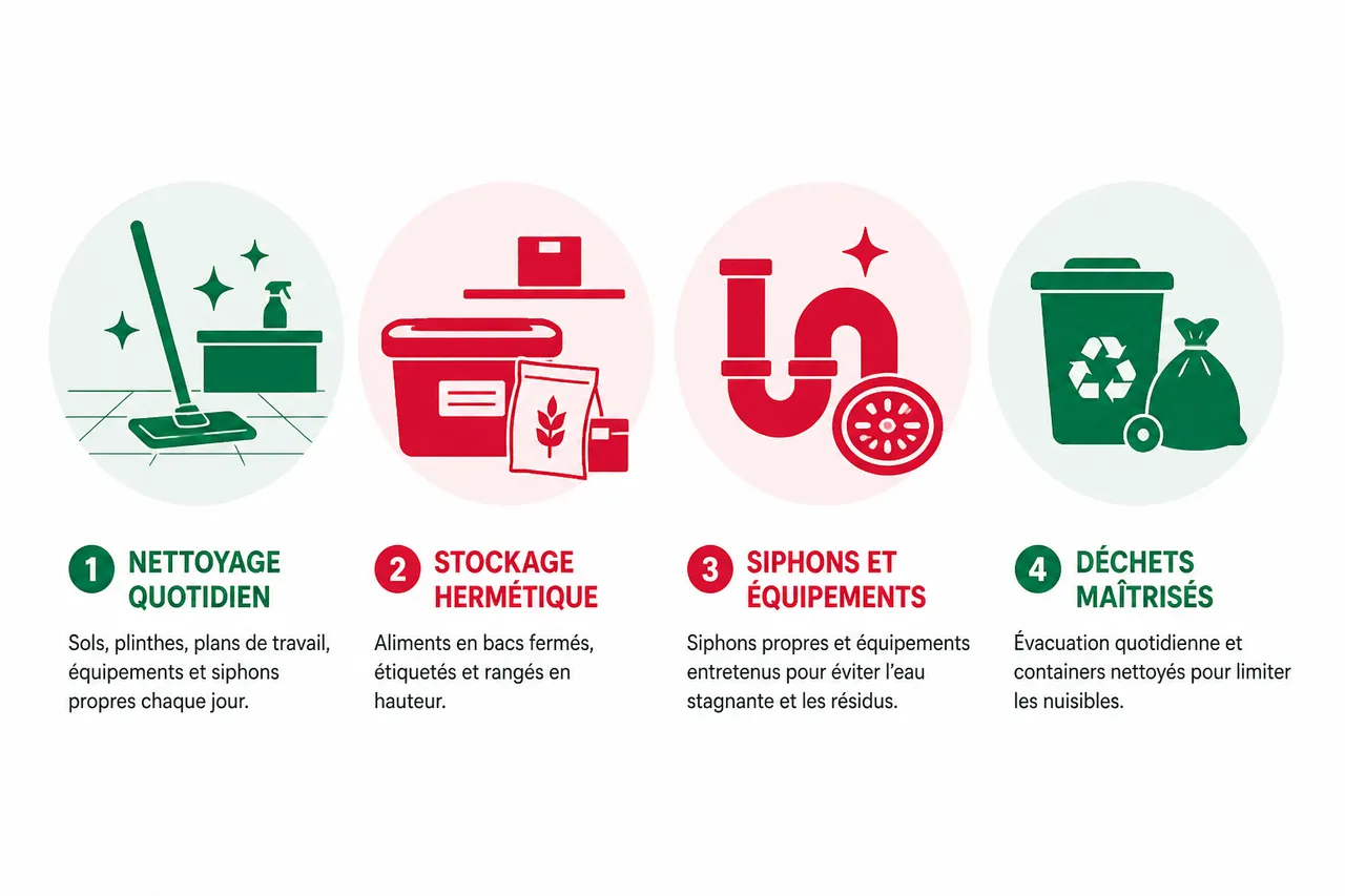 Désinsectisation d’une cuisine professionnelle, les contraintes à anticiper dès le départ , Prévention et bonnes pratiques pour limiter les risques d’infestation