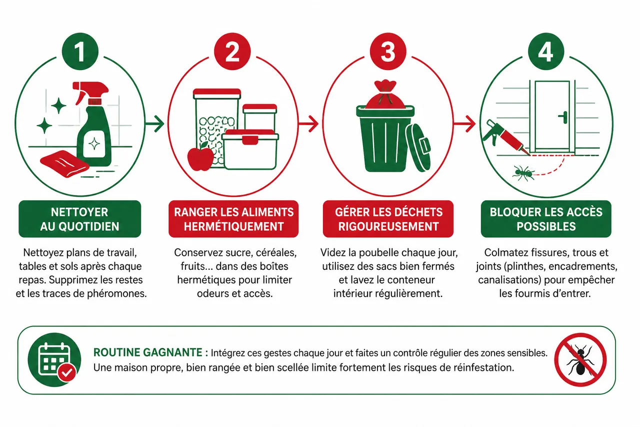 Traitement des fourmis dans la maison, par où commencer quand les colonies reviennent , Prévention: Comment éviter le retour des fourmis?