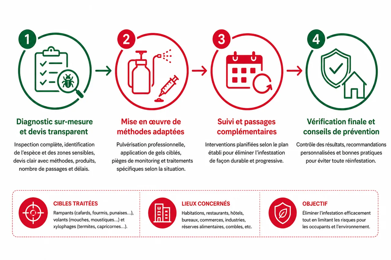 Service de désinsectisation, comment choisir une intervention adaptée à votre situation , Déroulement d’une intervention de désinsectisation