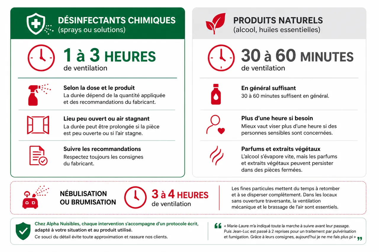Ventilation après désinfection, combien de temps attendre avant de réoccuper les lieux , Combien de temps ventiler et quelles méthodes utiliser?