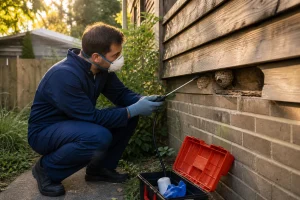 Nid de guêpes en intervention rapide dans un jardin